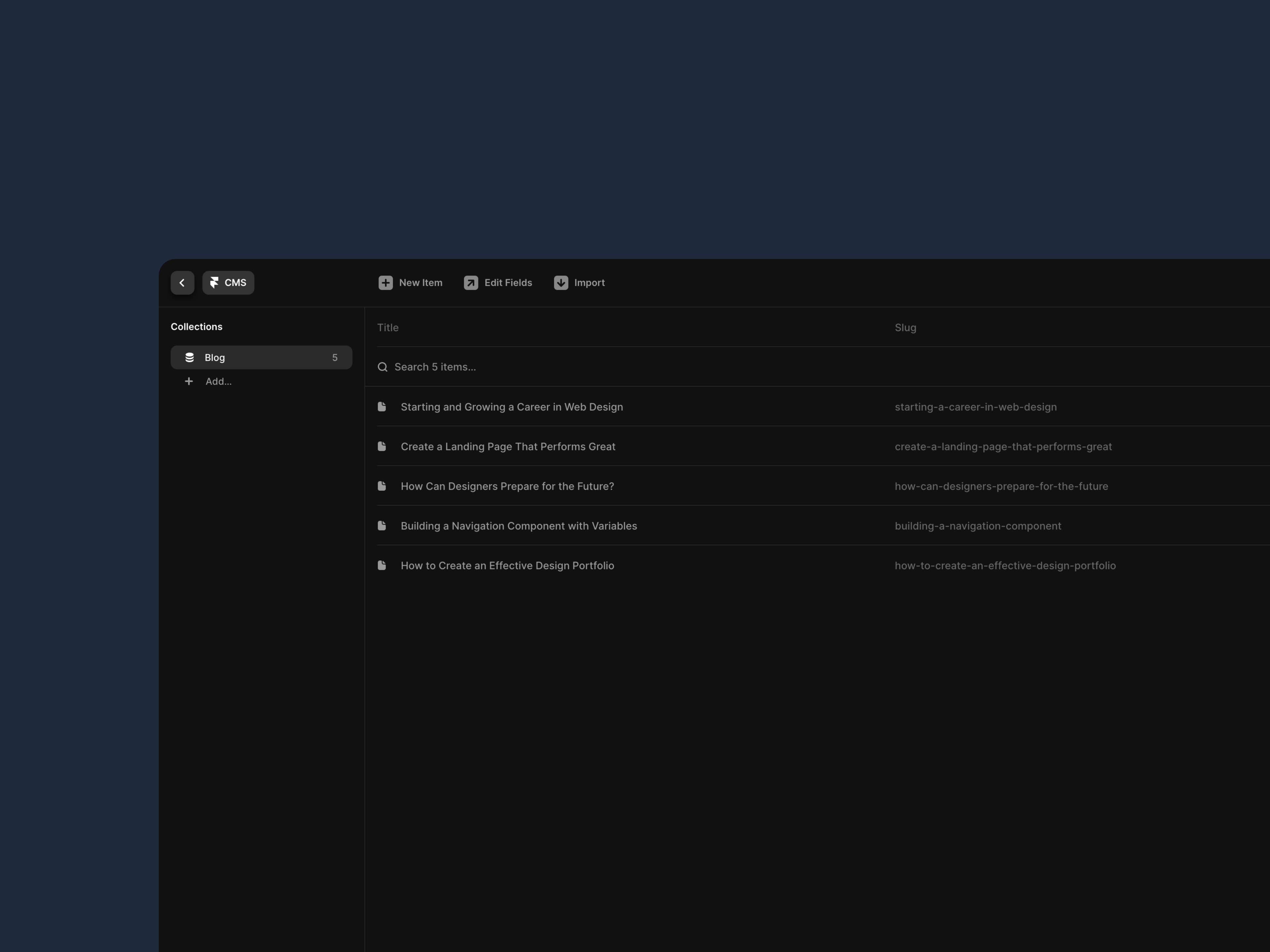 Screenshot of Framer CMS for Web Development Content Management System