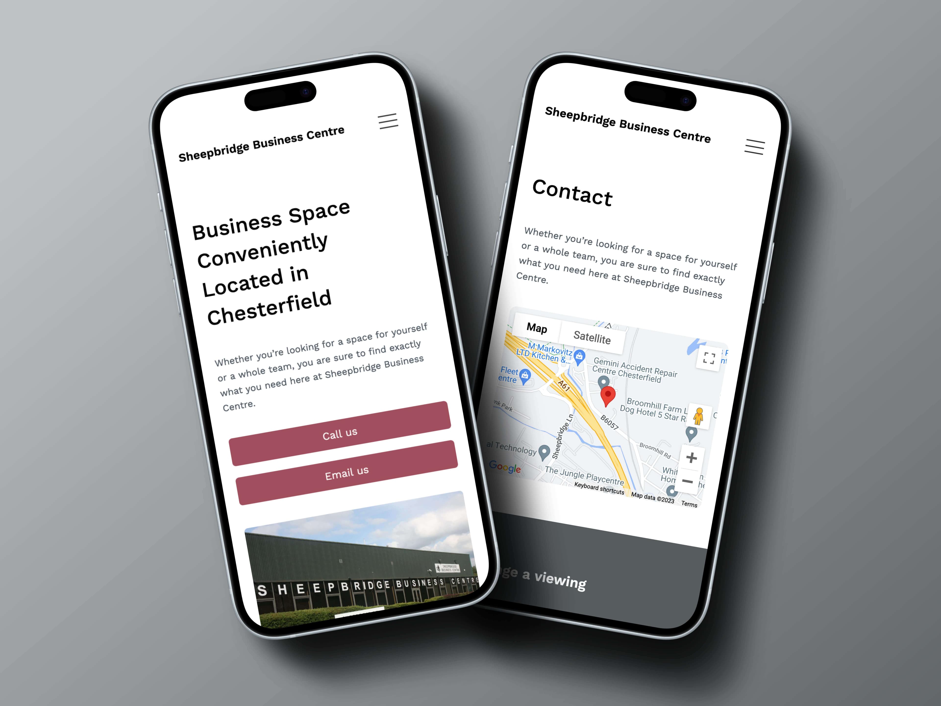 Mobile View of Sheepbridge Business Centre Website - Client Project