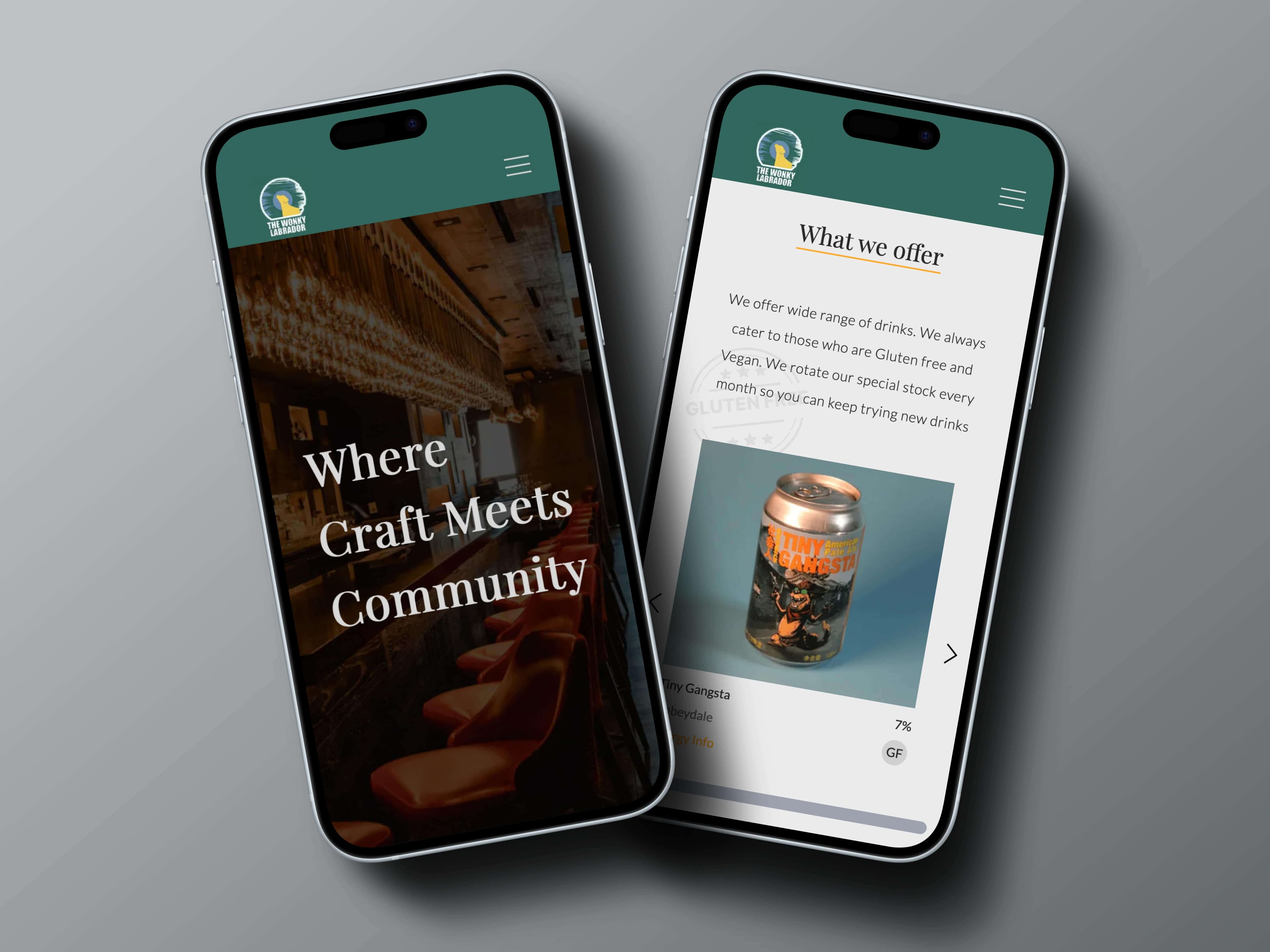 Mobile View of Wonky Labrador Website - Client Project